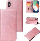 Case2go - Hoesje geschikt voor iPhone X/Xs - Wallet Book Case -  Ruimte voor 3 pasjes - Rosé Goud