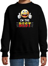 Funny emoticon sweater I am the best zwart voor kids - Fun / cadeau trui 170/176