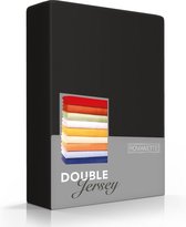 Hoogwaardige Dubbel Jersey Hoeslaken Lits-Jumeaux Zwart | 180x200/210/220 + 200x200 | Zacht En Dik | Rondom Elastiek