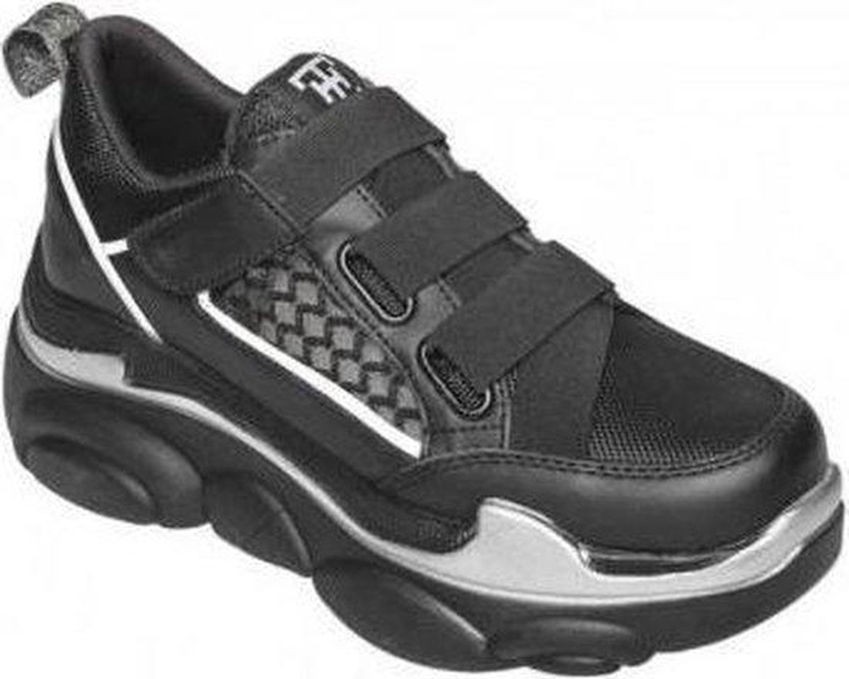 Ewoll Dames Sport Sneaker met hoge zool - zwart - Maat 37