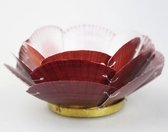 Waxinehouder lotus capiz-schelp 14cm rood wit - Filippijnen