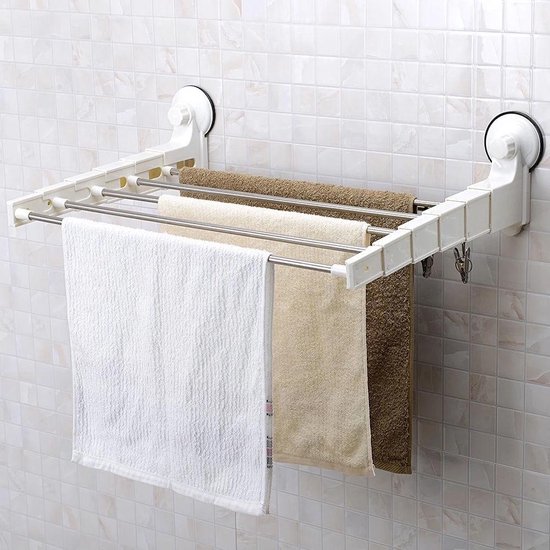 Decopatent® Uitschuifbaar Handdoekenrek - Droogrek - Wasrek - 5 stangen -  Zonder boren... | bol.com