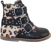 Bunnies JR 218872-589 Meisjes Biker Boots - Zwart/Print - Leer - Veters