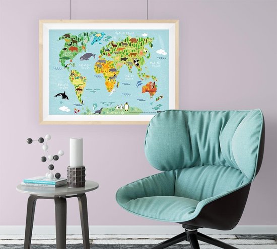 Educatieve poster (Posterpapier) - Topografie wereld onze wateren - 42 x 29.7 cm (A3)