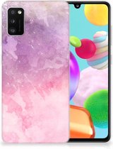 Telefoonhoesje Geschikt voor Samsung Galaxy A41 Silicone Back Cover Pink Purple Paint