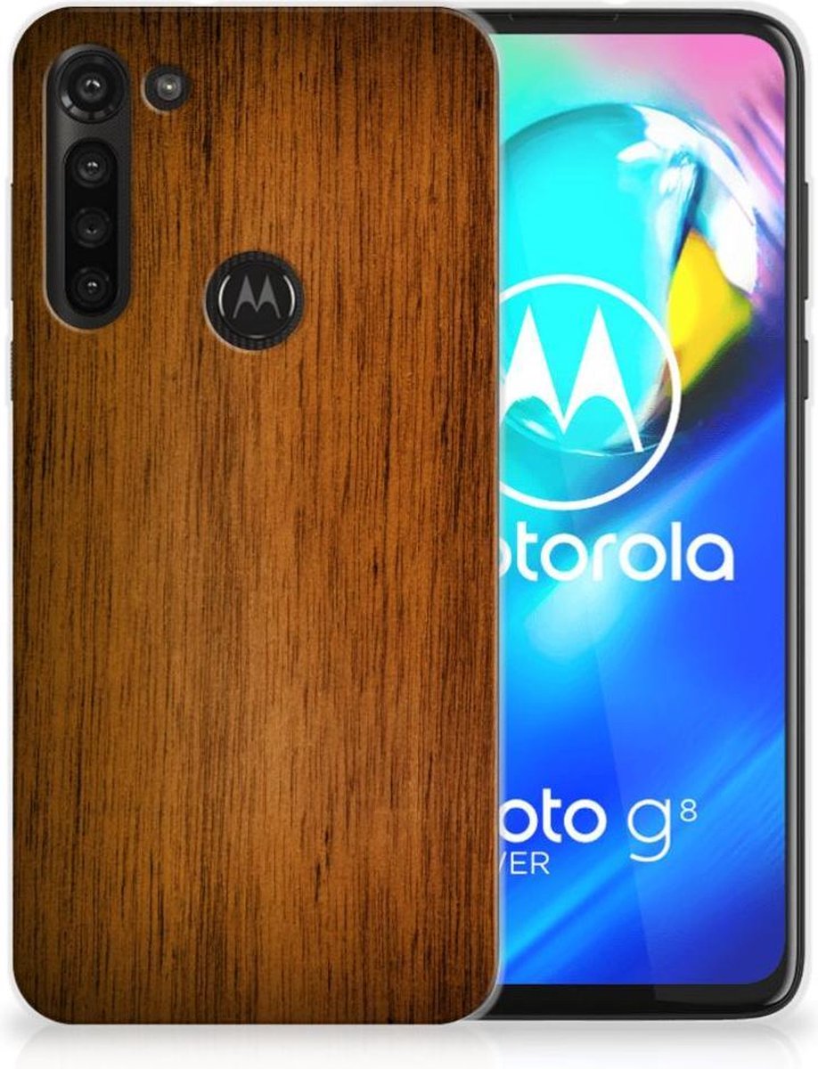 Motorola Moto G8 Power Bumper Hoesje Donker Hout