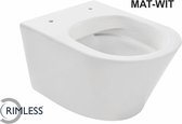 Saqu Sky 2.0 Randloos Hangtoilet - 36x52x35 cm - Voorgemonteerd - Mat Wit - WC Pot - Toiletpot - Hangend Toilet