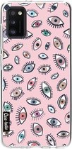 Casetastic Samsung Galaxy A41 (2020) Hoesje - Softcover Hoesje met Design - Eyes Pink Print
