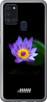 Samsung Galaxy A21s Hoesje Transparant TPU Case - Purple Flower in the Dark #ffffff