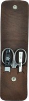 Pfeilring Manicure-etui 10,5 Cm Leer/staal Bruin/zilver