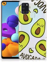 GSM Hoesje Geschikt voor Samsung Galaxy A21s Backcase TPU Siliconen Hoesje Transparant Avocado Singing