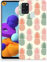 Siliconen Hoesje Geschikt voor Samsung Galaxy A21s GSM Hoesje Ananas