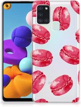 Hoesje Bumper Geschikt voor Samsung Galaxy A21s GSM Hoesje Transparant Pink Macarons