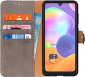 KHAZNEH Samsung Galaxy A31 Hoesje Portemonnee Book Case Grijs