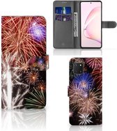 Portemonnee hoesje Geschikt voor Samsung Note 10 Lite Smartphone Hoesje Kerstcadeau Vuurwerk