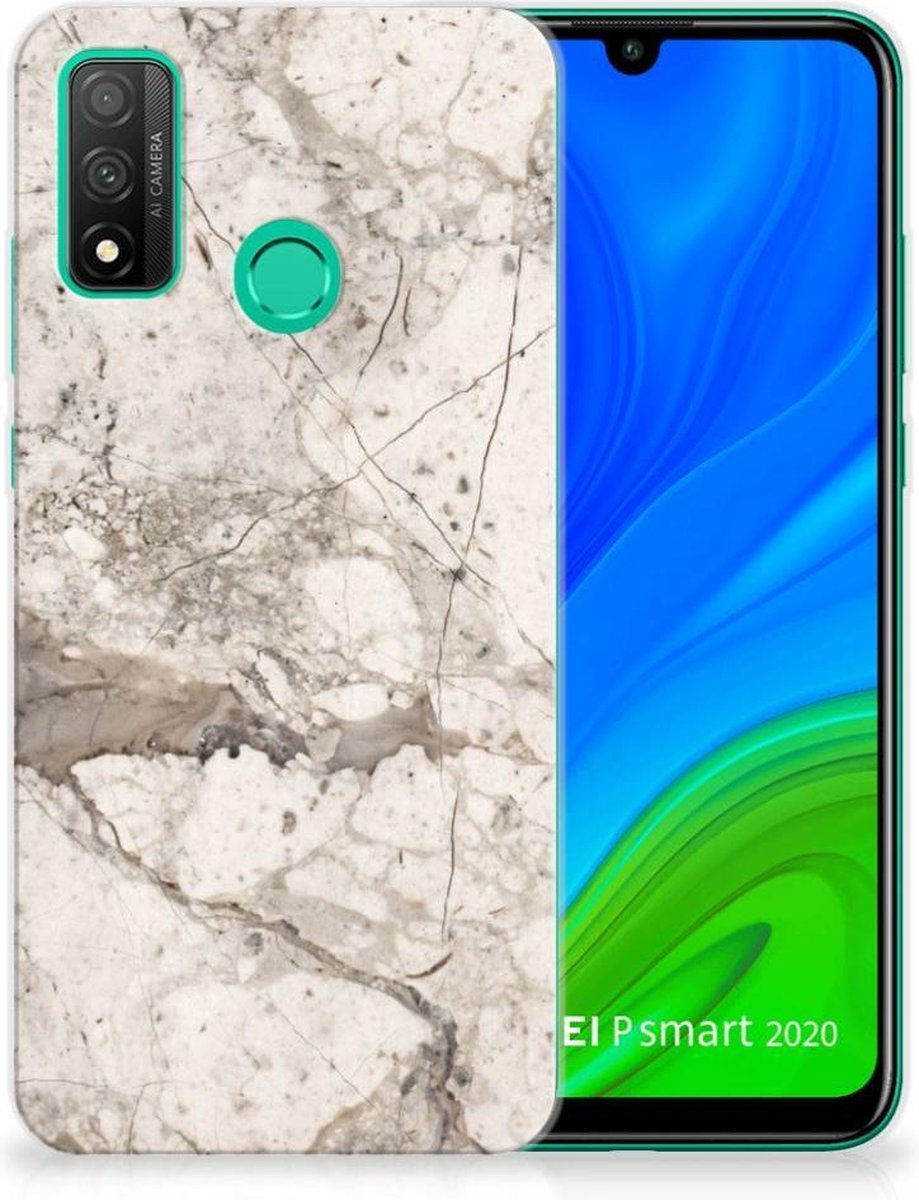 Huawei P Smart 2020 TPU Siliconen Hoesje Marmer Beige