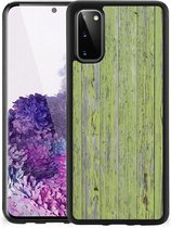 Smartphone Hoesje Geschikt voor Samsung Galaxy S20 Cover Case met Zwarte rand Green Wood