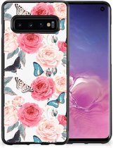 Telefoontas Geschikt voor Samsung Galaxy S10 Smartphone Hoesje met Zwarte rand Butterfly Roses