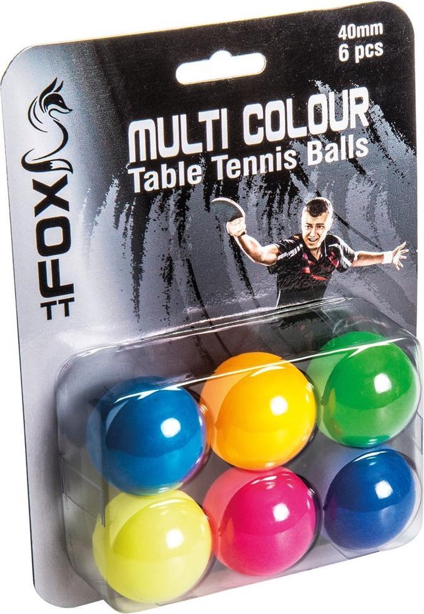 Fox Tt Tafeltennisballen Multi Colour 40 Mm 6 Stuks