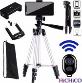 HiCHiCO® Camerastatief - Tripod - Statieven 100cm Zilver Inclusief Bluetooth Afstandsbedining