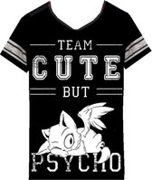 Heartless Dames Tshirt -L- CUTE BUT PSYCHO Zwart/Wit