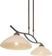 Steinhauer Capri - Hanglamp - 2 lichts - Brons - Crème albast glas