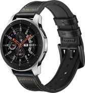 Samsung Galaxy Watch bandje 46mm - iMoshion Echt Lederen Smartwatch bandje - Zwart