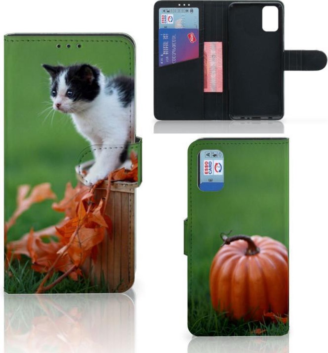 Samsung Galaxy A41 Telefoonhoesje met Pasjes Kitten