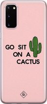 Samsung S20 hoesje siliconen - Go sit on a cactus | Samsung Galaxy S20 case | blauw | TPU backcover transparant