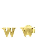 Goldplated oorbellen letter - W