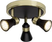 Brilliant Plafondspot Jupp - 3 Lampen - PAR51/ GU10/ 7W - Geschikt voor LED - Geborsteld Messing/Zwart
