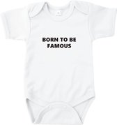 Rompertjes baby met tekst - Born to be famous - Romper wit - Maat 74/80
