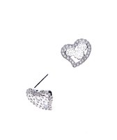 Oorbellen dames | Oorstekers | Rhodium plated hartvormige oorsteker met cubic zirkonia steentjes | WeLoveSilver