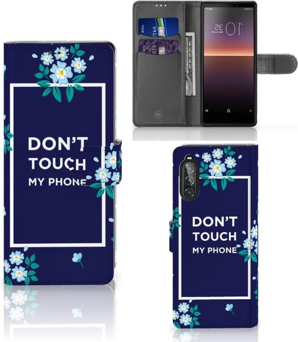 Sony Xperia 10 II Portemonnee Hoesje Flowers Blue DTMP