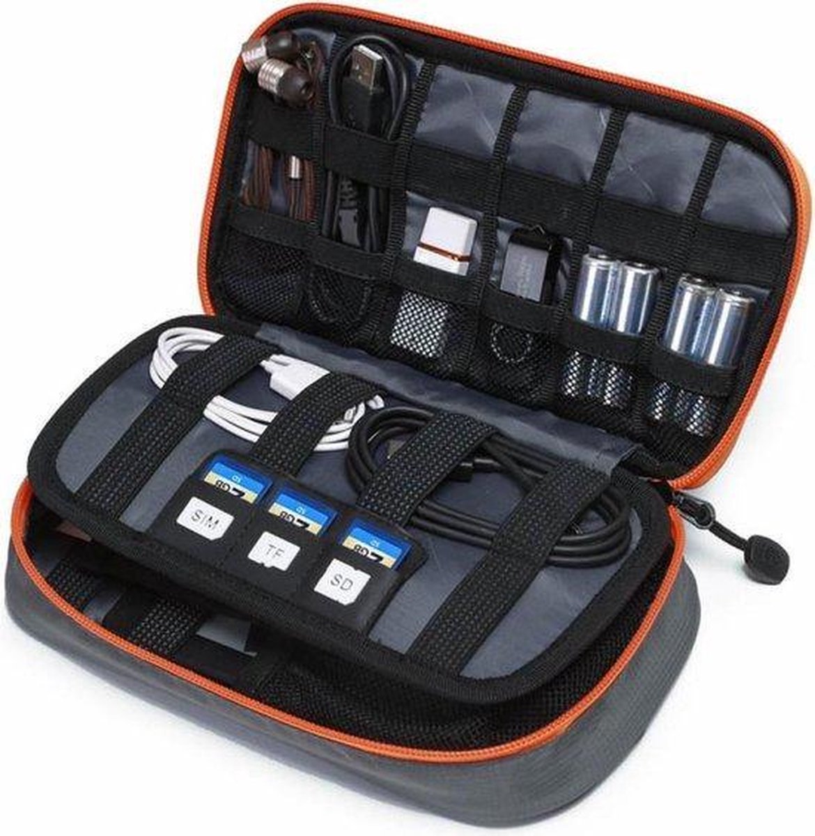 Kabel Organizer Tas Deluxe 3 lagen Travel Organizer Kabeltas Sunflake Grijs...