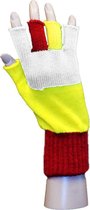 Vingerloze handschoen rood - wit - geel