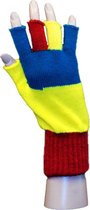 Vingerloze handschoenen rood - geel - blauw