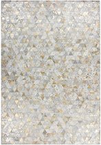 Beige Grijs vloerkleed - 80x150 cm  -  A-symmetrisch patroon Geruit - Modern