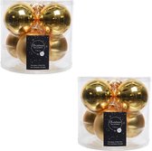 12x Gouden glazen kerstballen 8 cm - glans en mat - Glans/glanzende - Kerstboomversiering goud