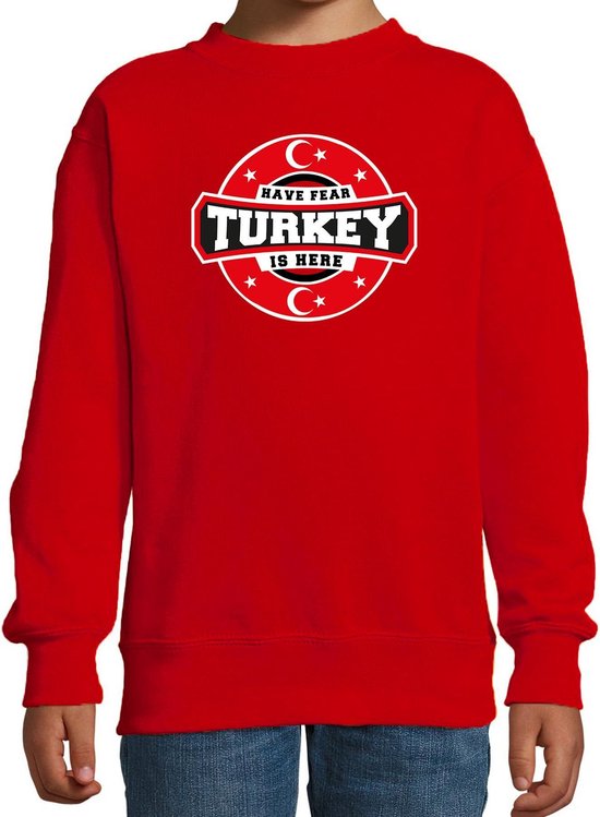Have fear Turkey is here sweater met sterren embleem in de kleuren van de Turkse vlag - rood - kids - Turkije supporter / Turks elftal fan trui / EK / WK / kleding 110/116