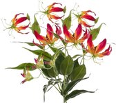 2x Gele met rode Gloriosa kunstplanten 75 cm - Kunstbloemen boeketten