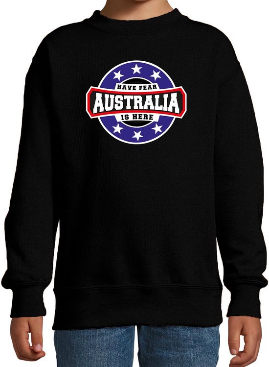 Have fear Australia is here sweater met sterren embleem in de kleuren van de Australische vlag - zwart - kids - Australie supporter / Australisch elftal fan trui / EK / WK / kleding 98/104