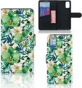 Bookcase Geschikt voor Samsung Galaxy A41 GSM Hoesje Orchidee Groen