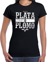 Narcos plata o plomo/zilver of lood t-shirt zwart voor dames L