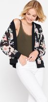 LOLALIZA Bloemenprint bomber - Zwart - Maat 40