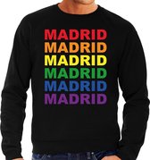 Regenboog Madrid gay pride / parade zwarte sweater voor heren - LHBT evenement sweaters kleding M