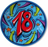 30x stuks Papieren party bordjes 18 jaar thema blauw - Verjaardag feestartikelen - Formaat 23 cm