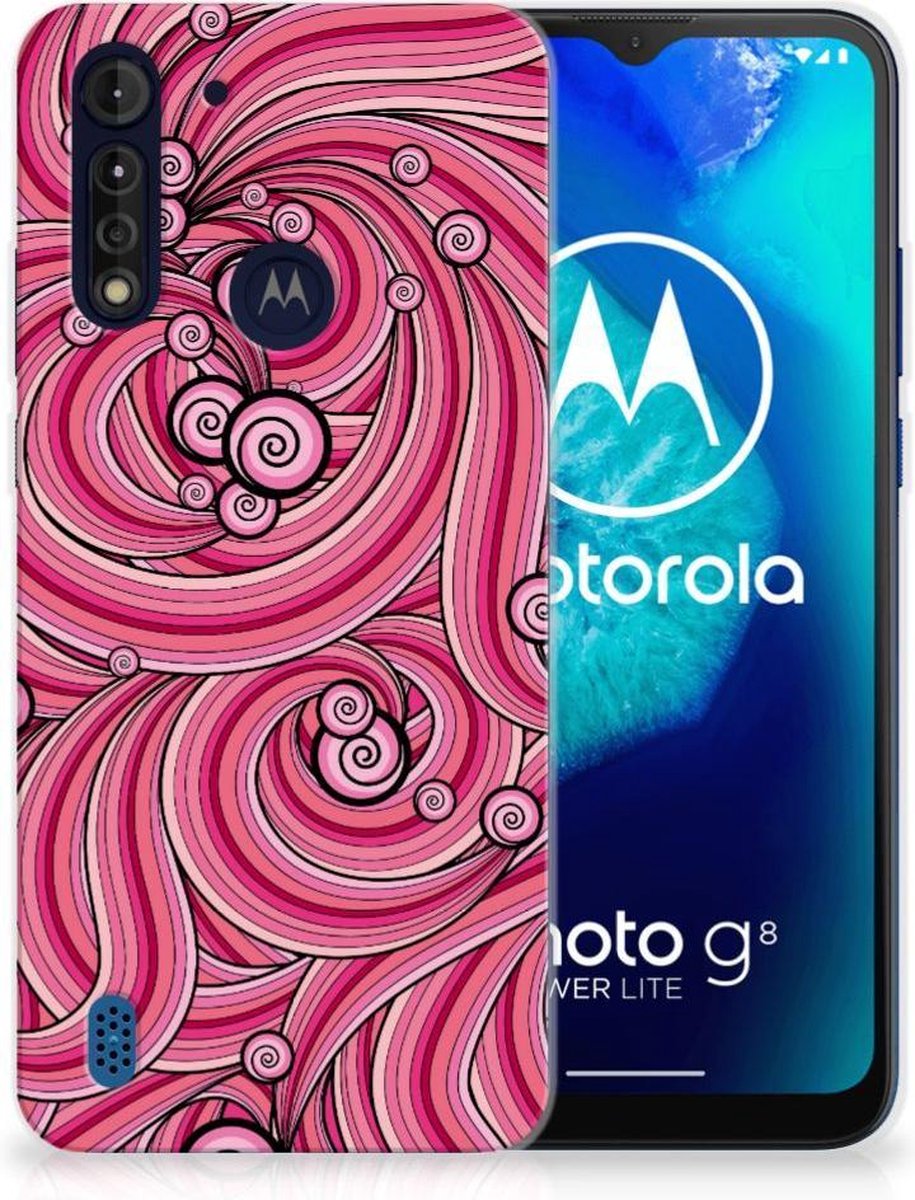 Motorola Moto G8 Power Lite Hoesje maken Swirl Pink