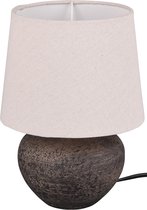 LED Tafellamp - Trion Leau - E14 Fitting - Rond - Mat Bruin - Keramiek