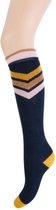 Yellow Moon Kniekous Zigzag Marine Blauw | Oud Roze